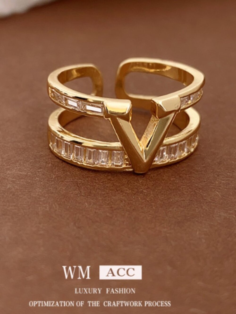 Gold V-shaped ring